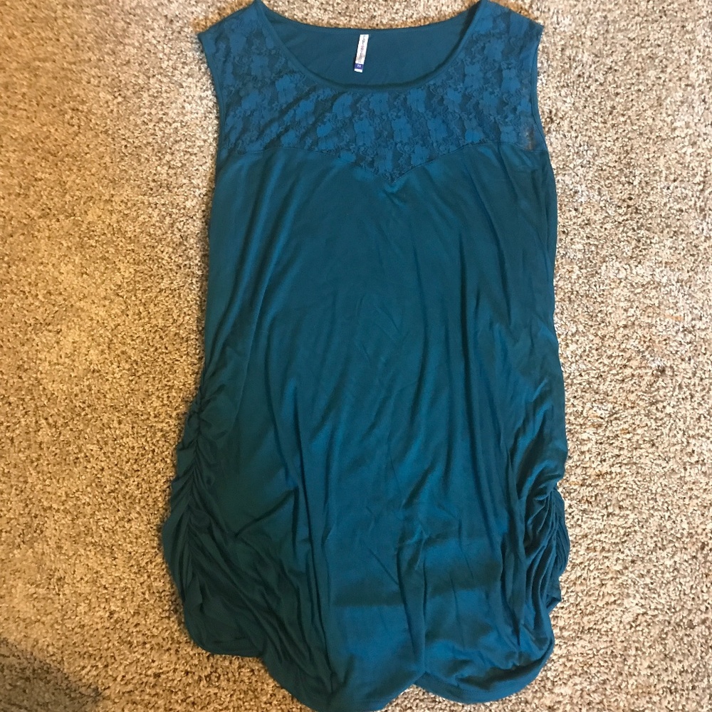 Planet Motherhood Teal Lace Maternity tank top 2x